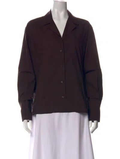 Pre-owned La Doublej Long Sleeve Button-up Top In Brown