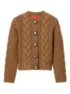 La Doublej Long-sleeve Cable-knit Cardigan In Brown