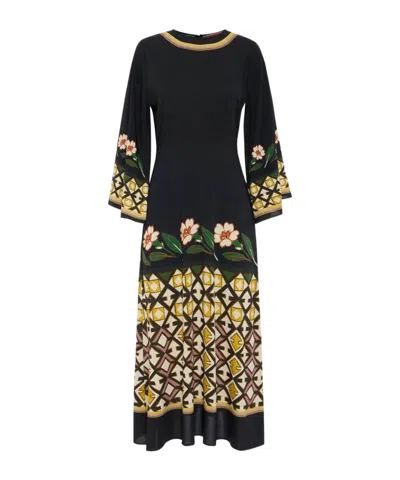 La Doublej Long Sleeve Dress In Dazed Placée Black