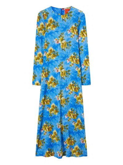 LA DOUBLEJ LONG-SLEEVE FLORAL-PRINT MAXI DRESS