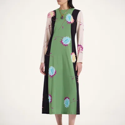 La Doublej Long Sleeve Swing Dress Derby Placee In Brown