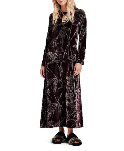 La Doublej Long Sleeve Swing Dress Bamboo Burgundy In Multi