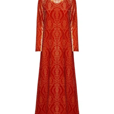 La Doublej Long Sleeve Swing Dress In Banquet Orange