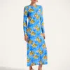 La Doublej Long-sleeve Floral-print Maxi Dress In Blue