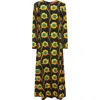 La Doublej Swing Floral-print Crepe Maxi Dress In Daisychain Black