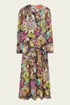 La Doublej Long Sleeve Swing Dress In Fun-gi Green In Multi