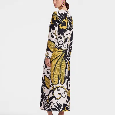 La Doublej Long Sleeve Swing Dress In Marea Black & White