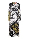 La Doublej Multicolor Long Dress With All-over Graphic Print In Naranja