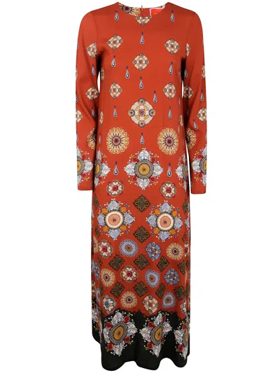 La Doublej Long Sleeve "swing" Dress In Red