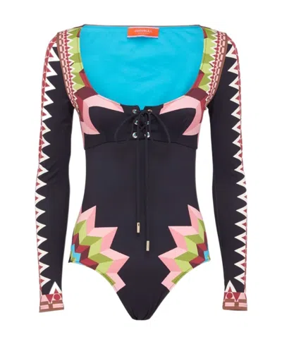 La Doublej Long-sleeved One-piece Swimsuit In Black