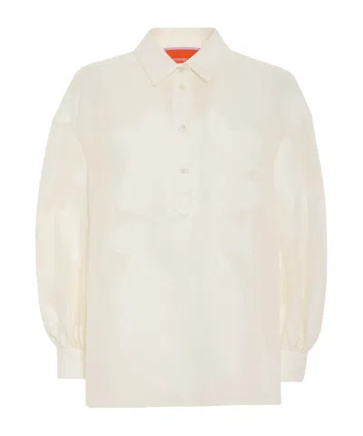 La Doublej Long-sleeved Polo Shirt In White