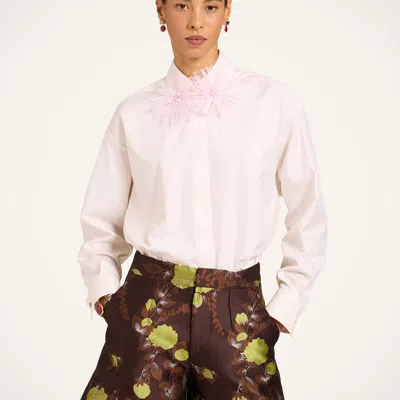 La Doublej Long Sleeves Club Shirt In Solid Ecru