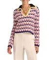 La Doublej Crochet-trimmed Geometric-pattern Sweater In Pink