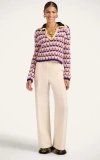 La Doublej Crochet-trimmed Geometric-pattern Sweater In Pink