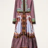 La Doublej Long-sleeved Patterned Silk Midi Day Dress In Multi