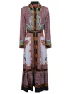 La Doublej Long-sleeved Patterned Silk Midi Day Dress In Multi