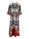 La Doublej Multicolor Long Dress With Round Neck And All Over Motif In Silk Woman In Multi