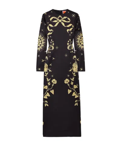 La Doublej Long-sleeved Printed Dress In Black