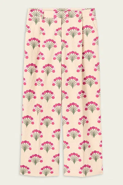 La Doublej Loose Pants In Ecru In Pink