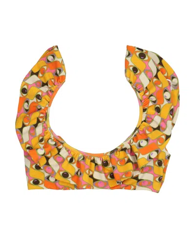La Doublej Lotus Leaf Edge Bikini Top In Multicolor