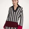 La Doublej Lounge Wool Polo Sweater In Multicolor Black & White