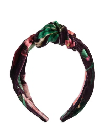La Doublej Love Knot Floral Headband In Brown