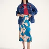 La Doublej Lungomare Midi Skirt In Dea Dahlia Blue Petrol