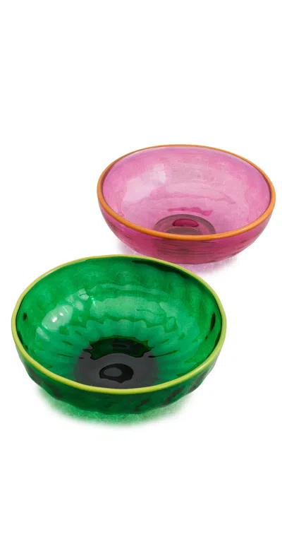 La Doublej Luxury Nut Bowl Set Of 2 Verde/rosa