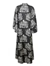 La Doublej La Double J Ankle-length Black Dress With Intricate Patterns In Black