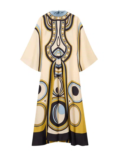 La Doublej Magnificent Long Silk Dress In Multi