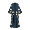 La Doublej La Double J Silk Twill Maxi Dress With Cascading Sleeves In Blue