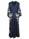 La Doublej Scarf-detailed Printed Silk-twill Maxi Dress In Blue