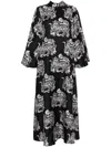 La Doublej La Double J Ankle-length Black Dress With Intricate Patterns In Black  