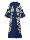 La Doublej Scarf-detailed Printed Silk-twill Maxi Dress In Blue