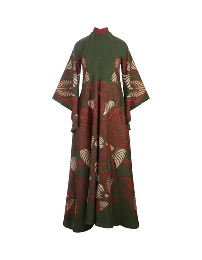 La Doublej La Double J Woman Maxi Dress Military Green Size Xl Silk