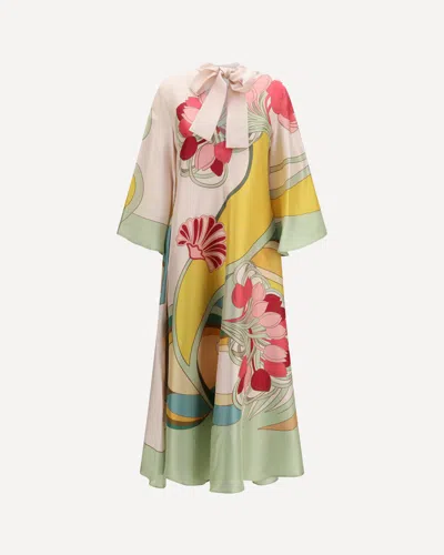 La Doublej Magnifico Silk Dress Tulip Placee In Yellow
