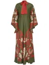 La Doublej Magnifico Printed Silk Twill Maxi Dress In Multi