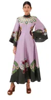 La Doublej Icon Magnifico Printed Silk-twill Maxi Dress In Purple