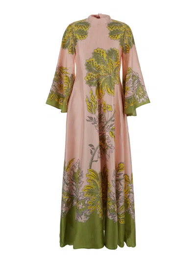 La Doublej La Double J Magnifico Printed Silk Maxi Dress In Brown