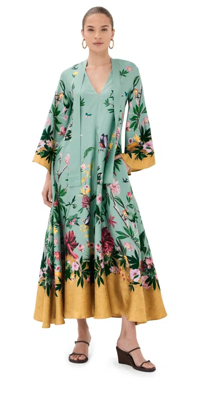 La Doublej Magnifico Dress Zooflora Placee In Green