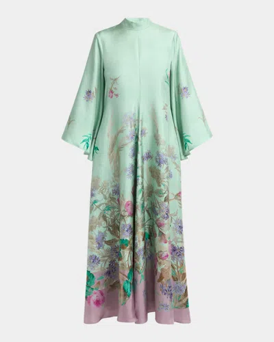 LA DOUBLEJ MAGNIFICO FLORAL FLARE-SLEEVE MAXI DRESS