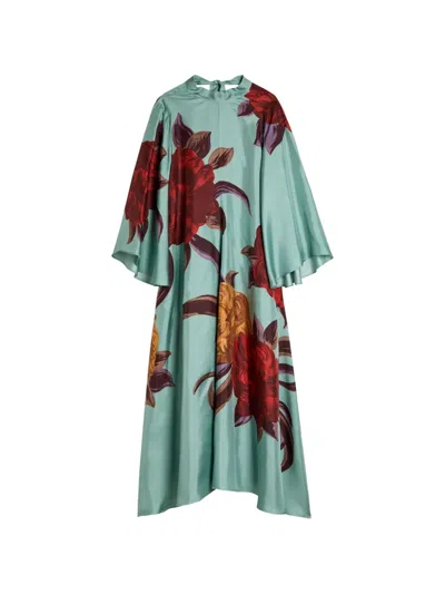 La Doublej Magnifico Floral-print Midi Dress In Blue