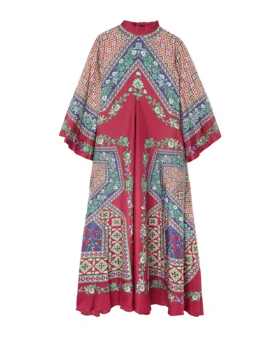 La Doublej Silk Geometric Print Magnifico Maxi Dress In Multi