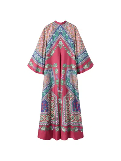 La Doublej Magnifico Floral Pussy-bow Maxi Dress In Multi