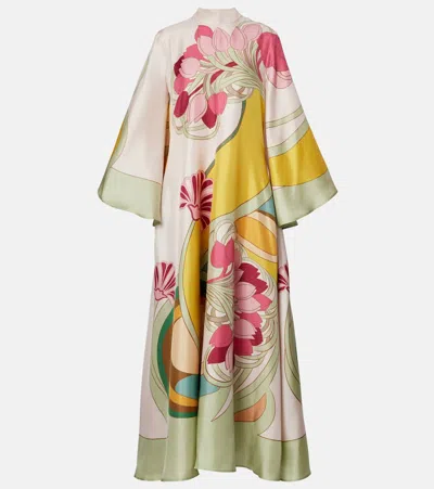 La Doublej Magnifico Floral Silk Twill Maxi Dres In Multi