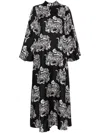 La Doublej La Double J Ankle-length Black Dress With Intricate Patterns In Black