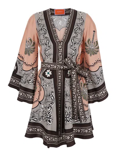 LA DOUBLEJ 'MAGNIFICO' MULTICOLOR DRESS WITH ALL-OVER GRAPHIC PRINT IN SILK WOMAN