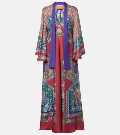 La Doublej Magnifico Printed Silk Maxi Dress In Multi