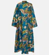 La Doublej Multicolor Long Dress With All-over Floral Printed Motif In Beige