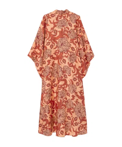 La Doublej Magnifico Printed Silk-twill Maxi Dress In Orange